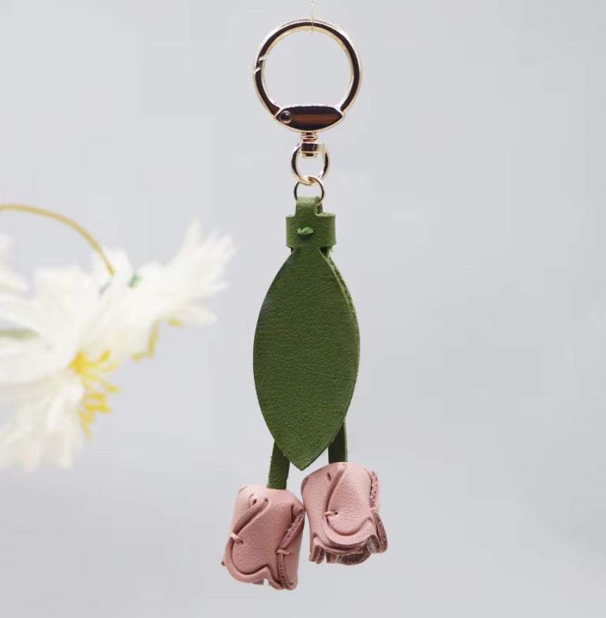 Leather Flower Bag Charm