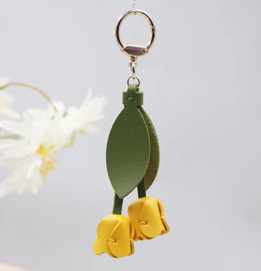 Leather Flower Bag Charm