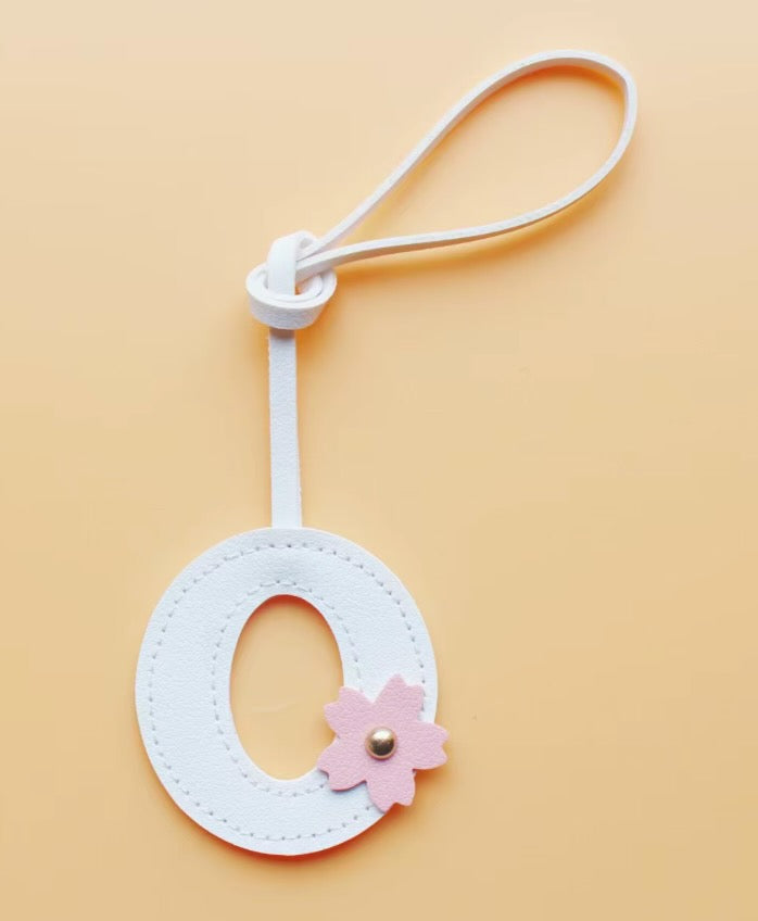 Alphabet Bag Charm with Flower Accent