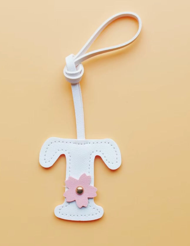 Alphabet Bag Charm with Flower Accent
