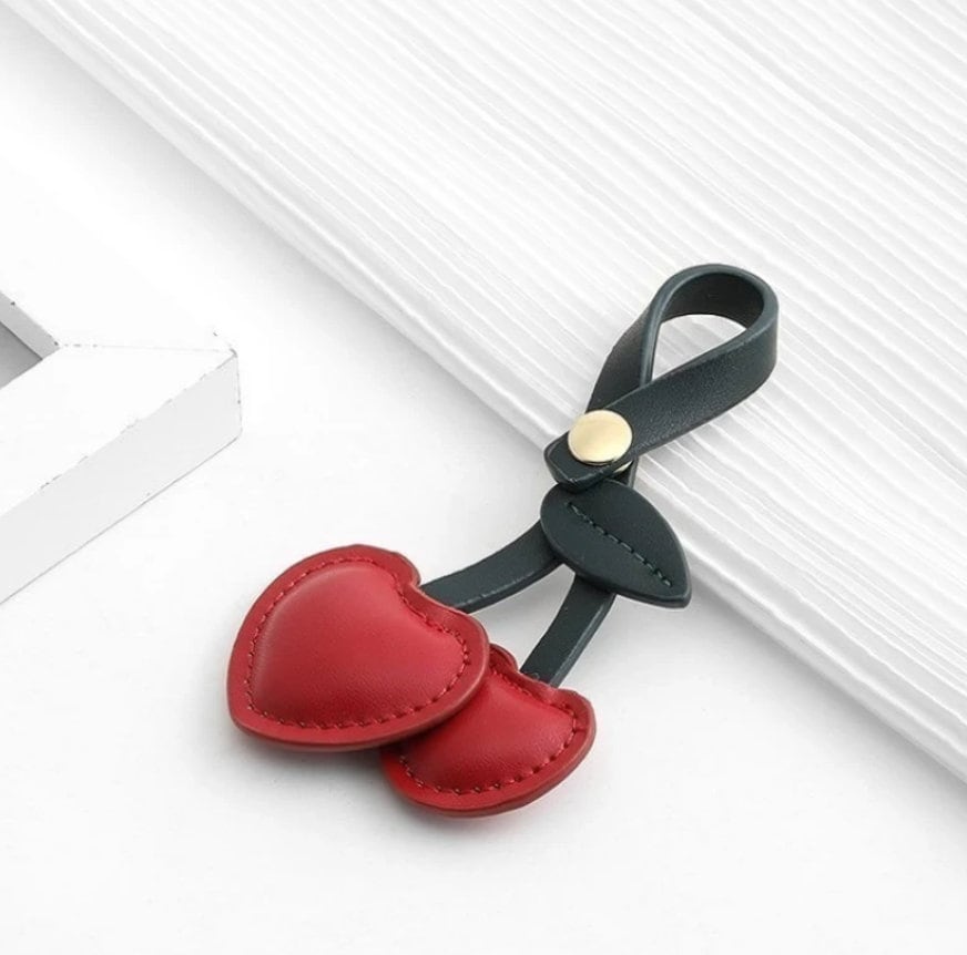 Handmade Cherry Heart Bag Charm