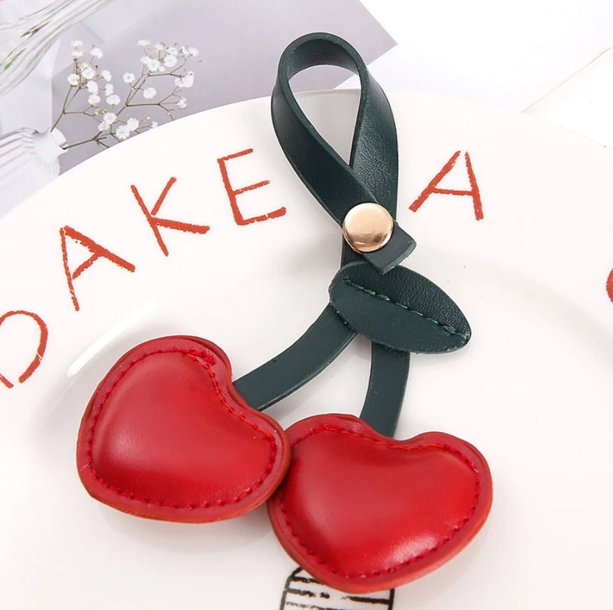 Handmade Cherry Heart Bag Charm