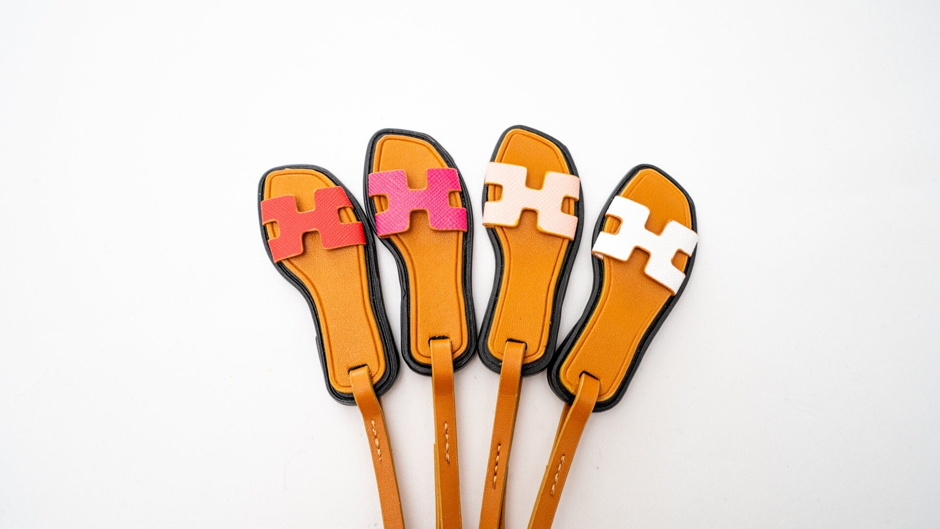 Handmade Real Leather Slipper Bag Charm with Custom Drawstring