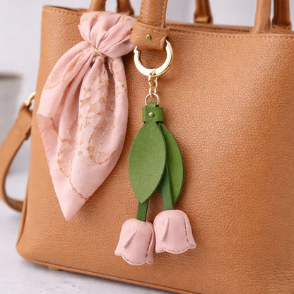Sweetheart Tulip Bag Charm Set, Leather Flower Keychain, Floral Purse Charm, Cute Handbag Accessory, Gift for Her - Roxy's Collectables