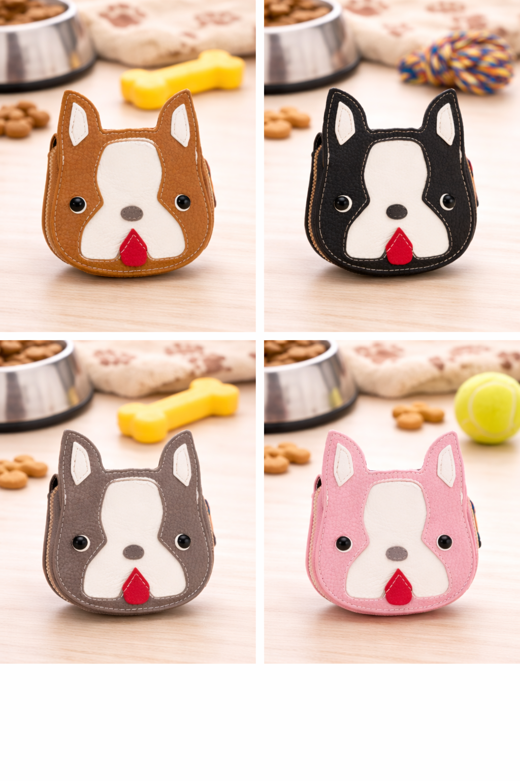 Best Friend Card Case – Genuine Leather Dog Cardholder Wallet, Cute Puppy Coin Purse, Zipper Card Holder, Dog Lover Gift
