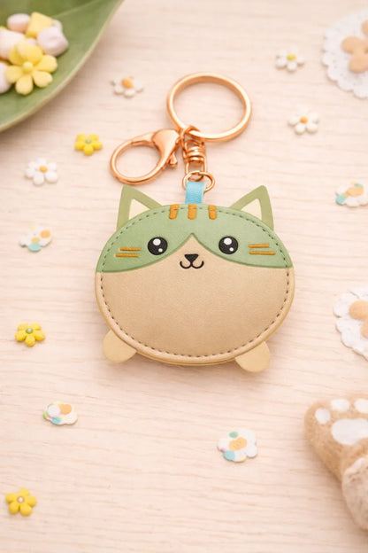 Cute Cat Puddle Pal  Key Chain, with key ring and clasp.