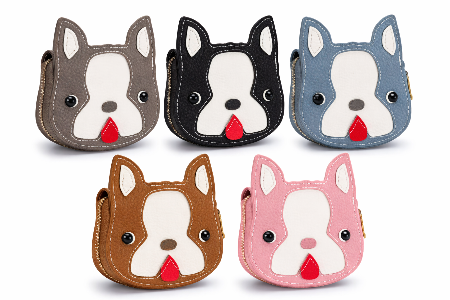 Best Friend Card Case – Genuine Leather Dog Cardholder Wallet, Cute Puppy Coin Purse, Zipper Card Holder, Dog Lover Gift