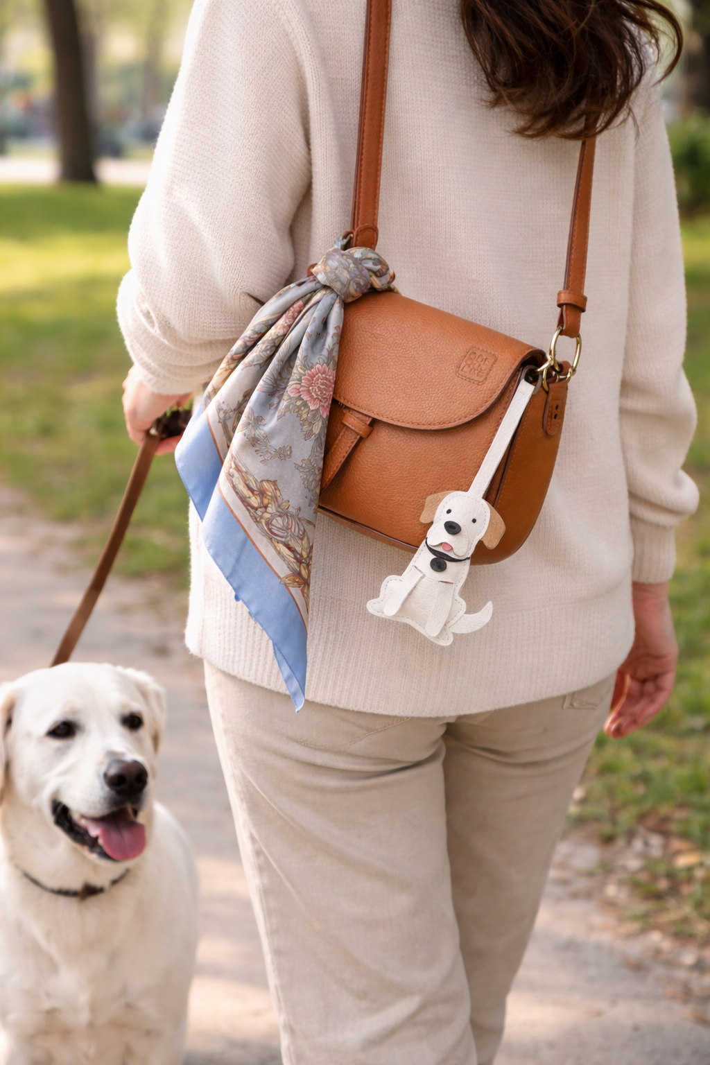 Gentle Labrador Leather Charm – Handmade Dog Bag Charm, Labrador Keychain, Leather Puppy Accessory, Dog Lover Gift