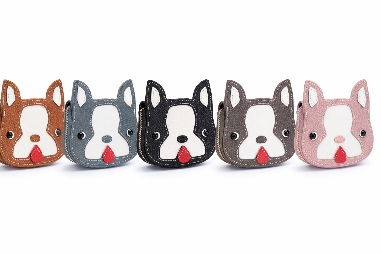 Best Friend Card Case – Genuine Leather Dog Cardholder Wallet, Cute Puppy Coin Purse, Zipper Card Holder, Dog Lover Gift