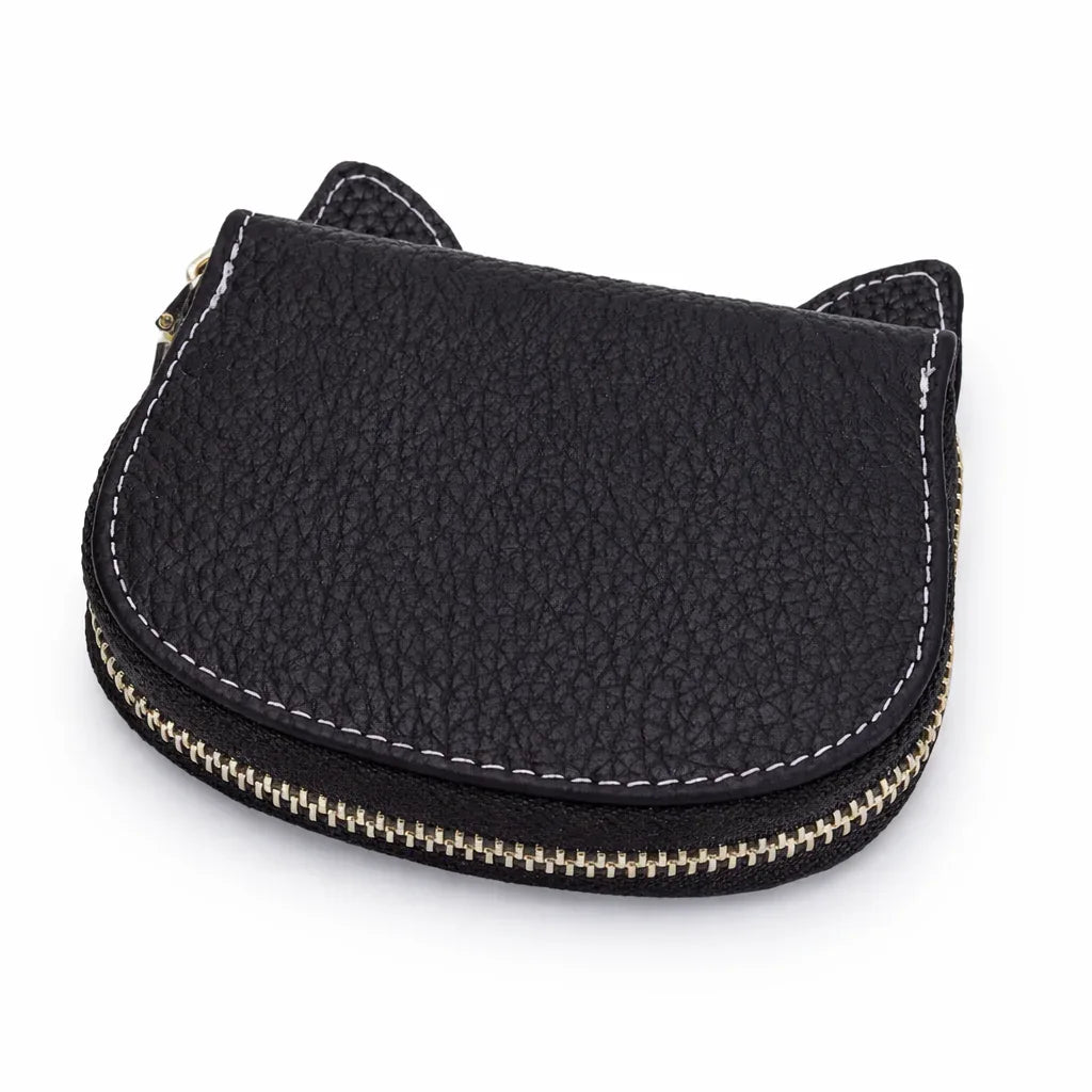 Best Friend Black genuine leather dog-shaped card wallet and coin pouch for dog lovers showing the back.