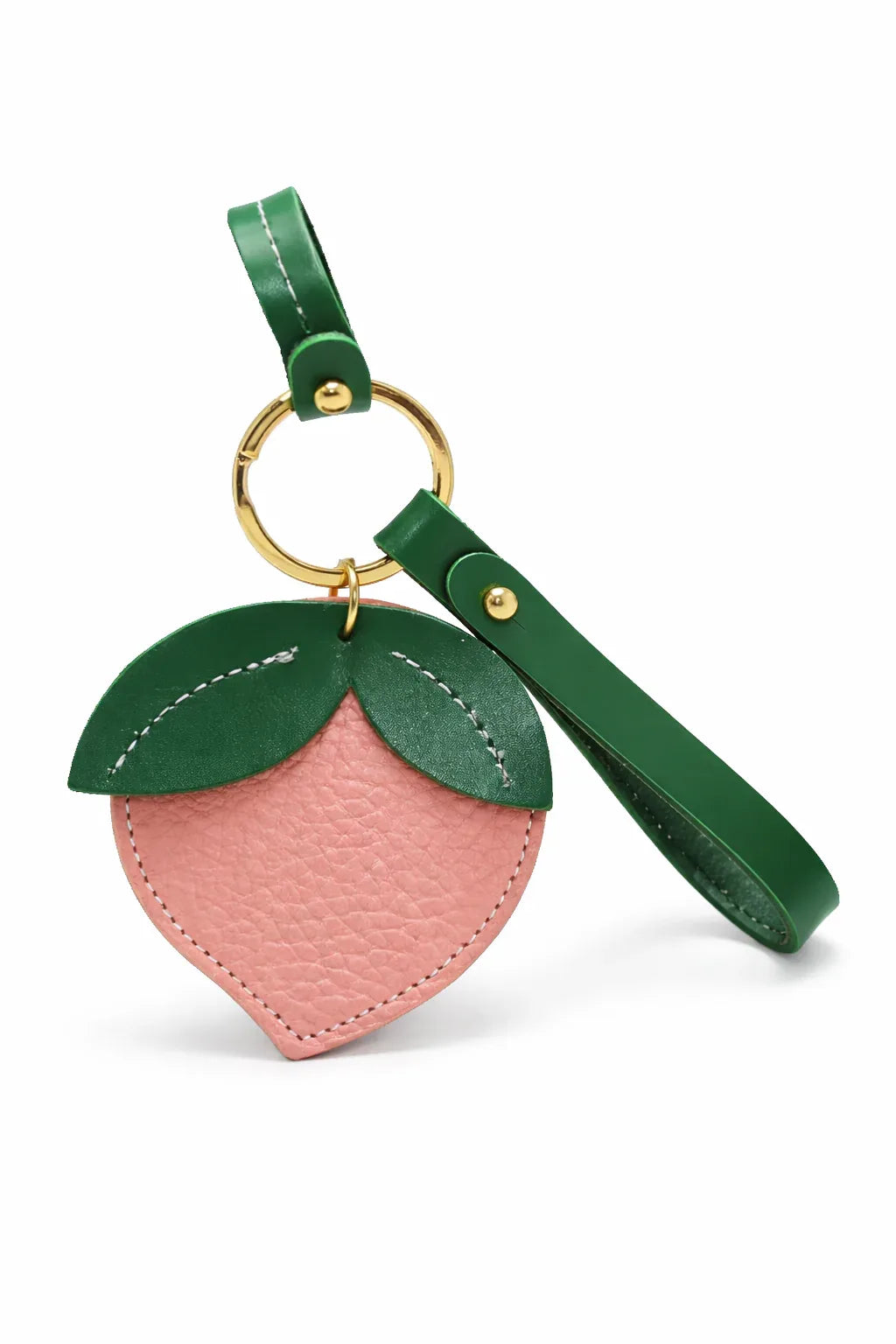 Little Orchard Peach  Fruit Bag Charm with leather strap. 