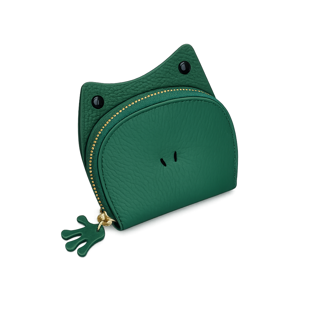 Hop & Hold Frog Card Holder – Cute Leather Frog Wallet, Mini Coin & Card Pouch, Whimsical Gift for Frog Lovers