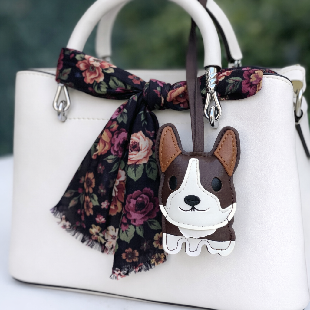 Corgi Companions Leather Bag Charm | Cute Corgi Keychain | Dog Purse Charm | Handmade Leather Keyring | Gift for Corgi Lovers