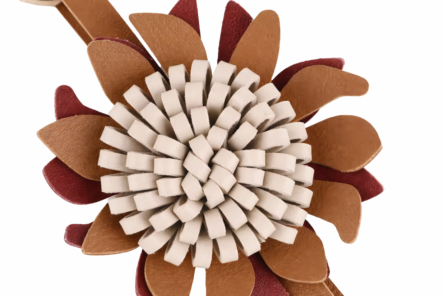 Autumn Rosette Charm – Genuine Leather Flower Bag Charm, Neutral Floral Keychain, Elegant Handbag Accessory, Fall Bag Charm Gift