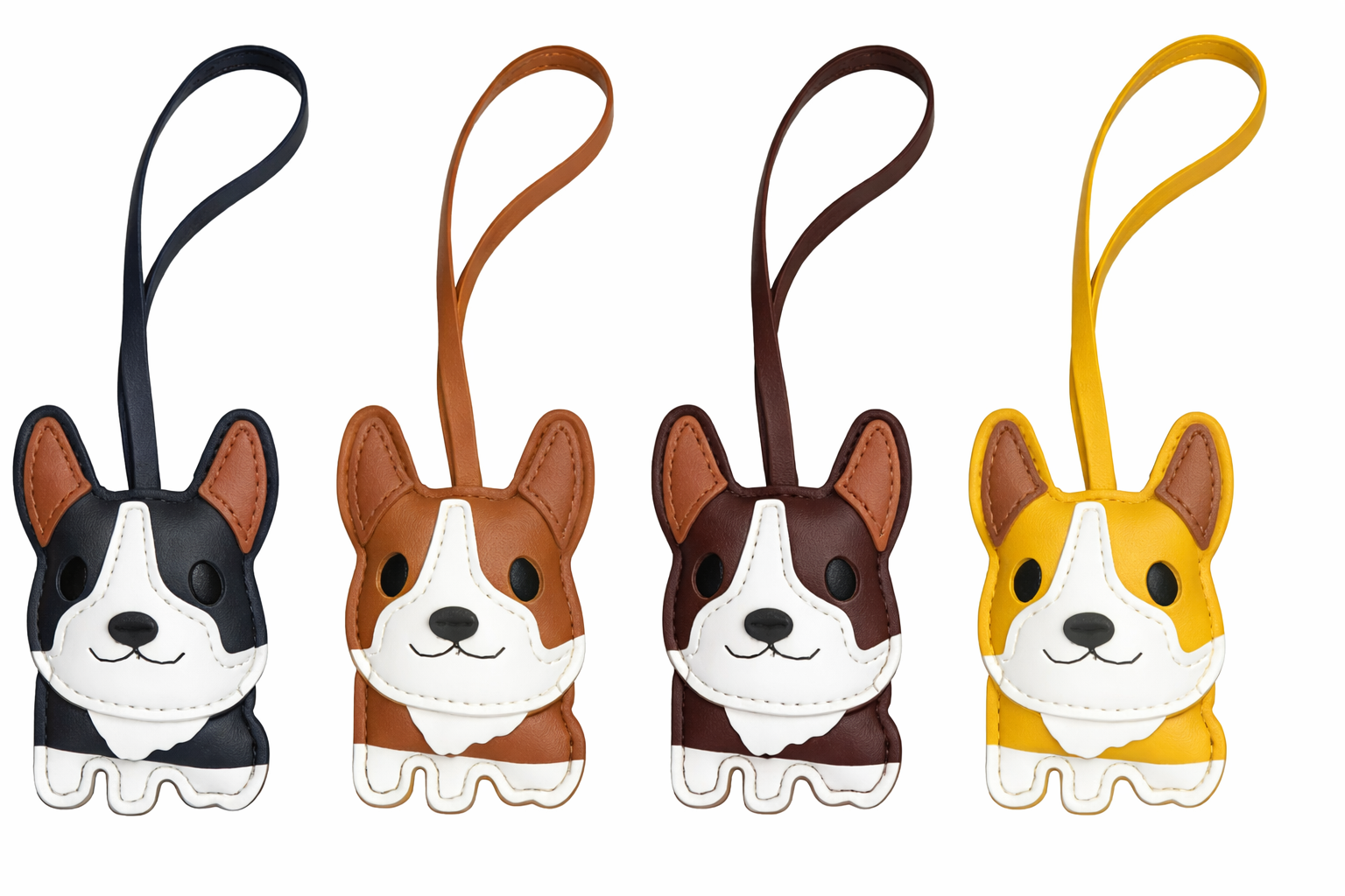 Corgi Companions Leather Bag Charm | Cute Corgi Keychain | Dog Purse Charm | Handmade Leather Keyring | Gift for Corgi Lovers