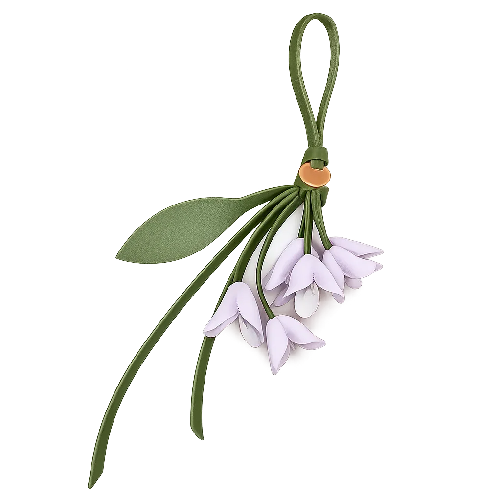 Light Blue  Petite Lily Bag Charm  with leather strap. 