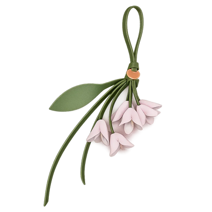 Pink Petite Lily Bag Charm  with leather strap. 
