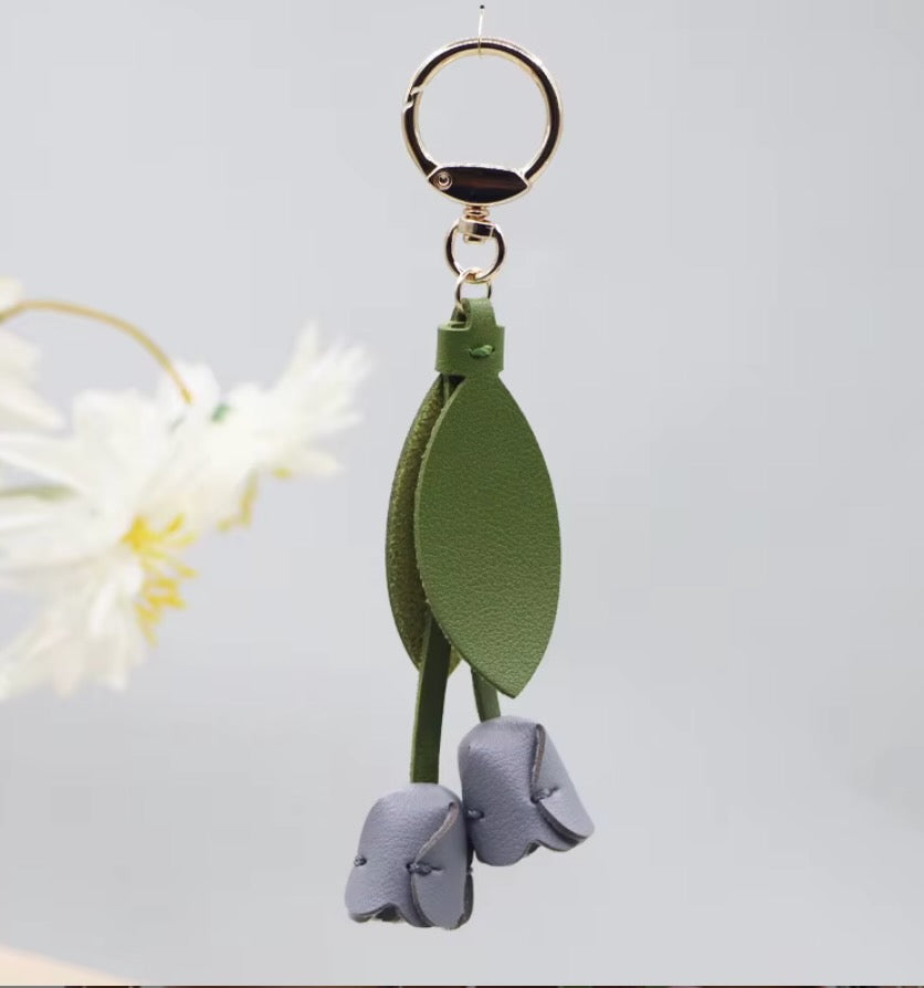 Leather Flower Bag Charm