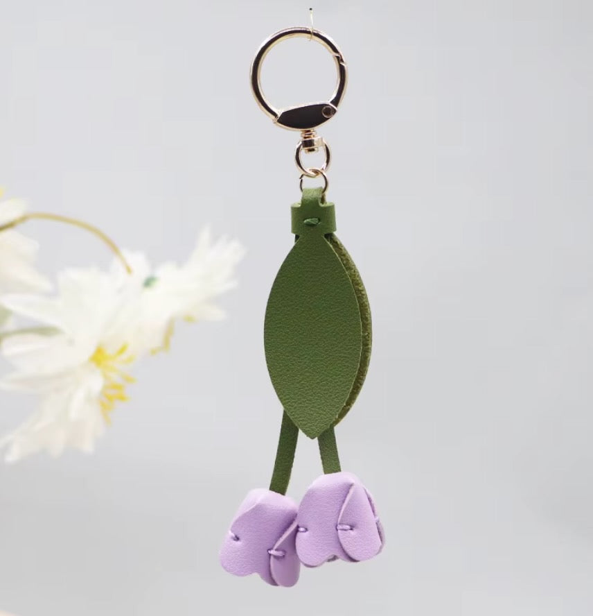 Leather Flower Bag Charm