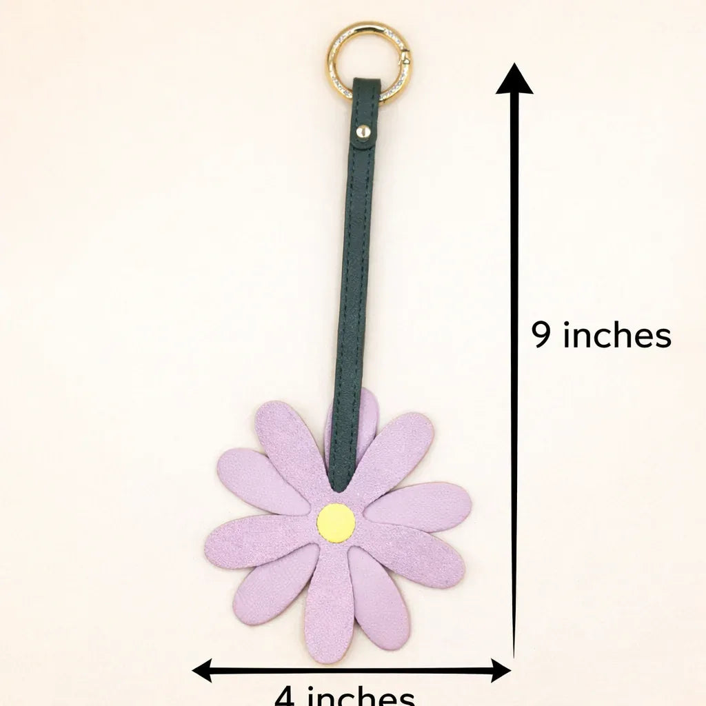 Pink Petal Pop Bag charm to show size and detail with dimensions. 