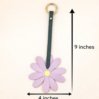Pink Petal Pop Bag charm to show size and detail with dimensions. 