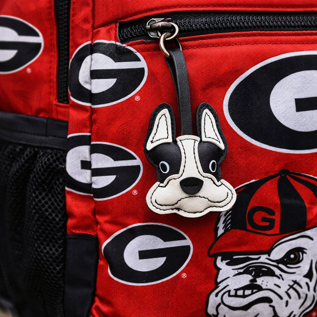 Bulldog Leather Bag Charm | Genuine Leather Dog Keychain | Cute Bulldog Purse Charm | Dog Lover Gift | Handmade Bag Accessory