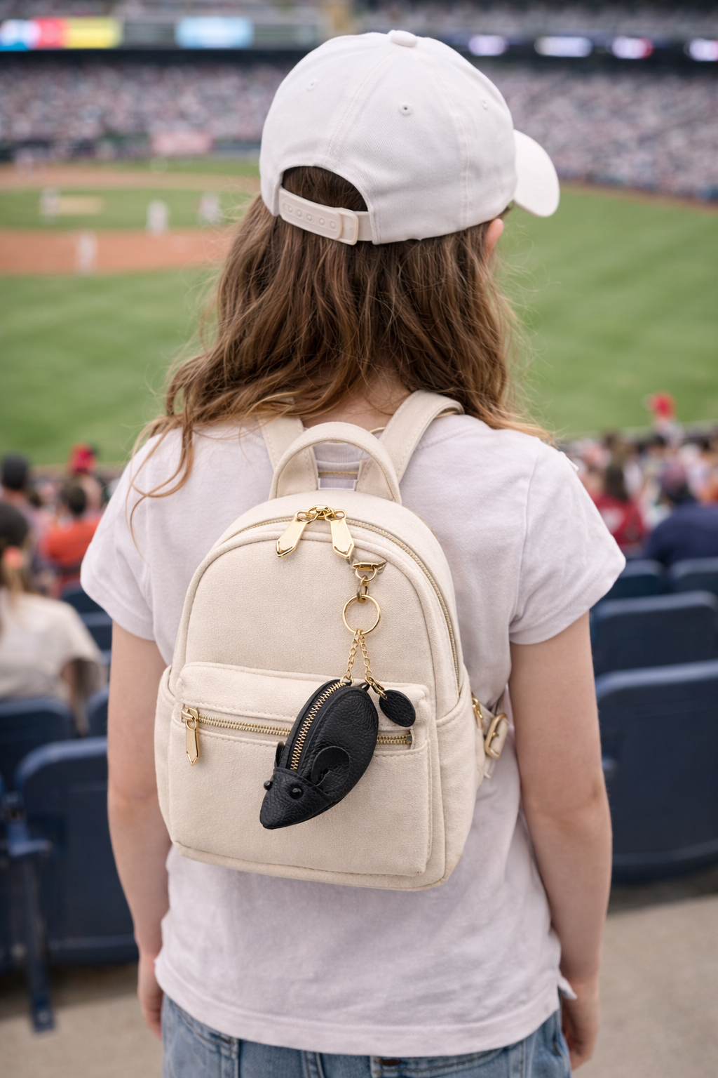Field Mouse Coin Purse | Leather Mouse Zipper Pouch with Key Ring | Cute Animal Coin Wallet | Gift for Her