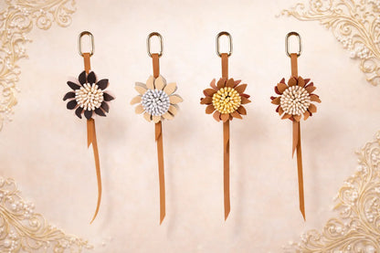 4 Autumn Rosette Charm on elegant background .