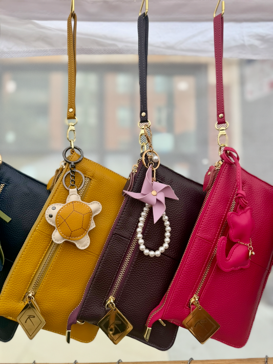 Leather Clutch with Cross Body Strap