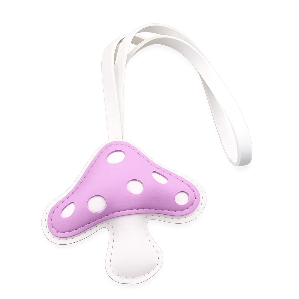 Lavender Meadow Mushroom – Handmade Leather Mushroom Bag Charm.