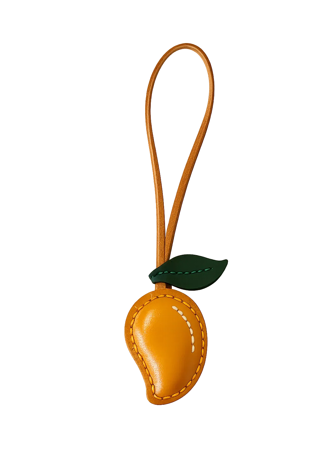 Mango Orchard Luxe Leather Fruit Bag Charms with leather strap.