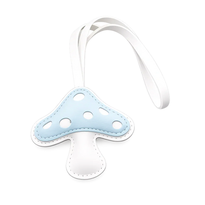 Light Blue  Meadow Mushroom – Handmade Leather Mushroom Bag Charm.