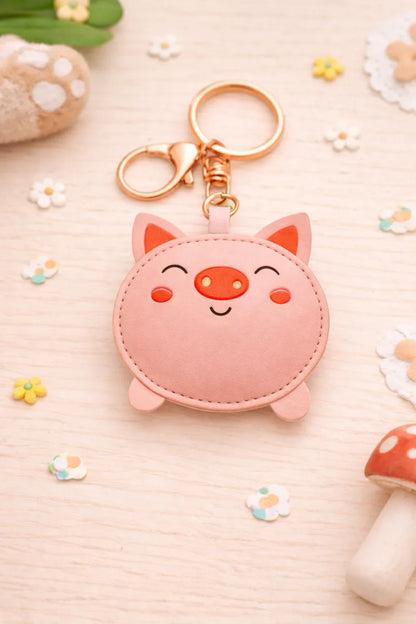 Cute Pig Puddle Pal  Key Chain, with key ring and clasp.