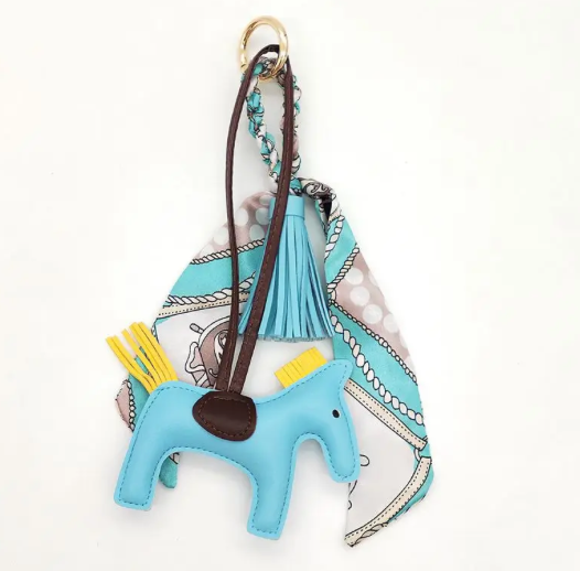 Horse Bag Charm with Tassel and Scarf