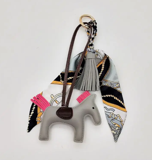 Horse Bag Charm with Tassel and Scarf