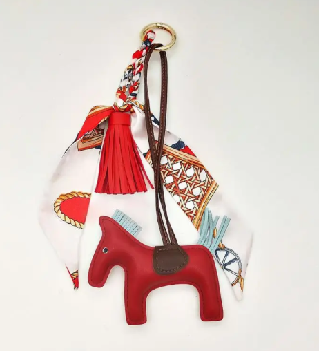 Horse Bag Charm with Tassel and Scarf