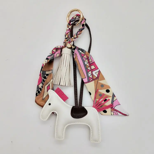 Horse Bag Charm with Tassel and Scarf