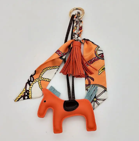 Horse Bag Charm with Tassel and Scarf