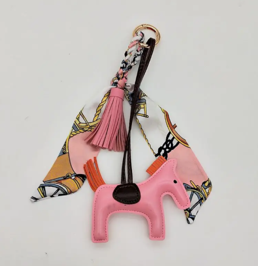 Horse Bag Charm with Tassel and Scarf