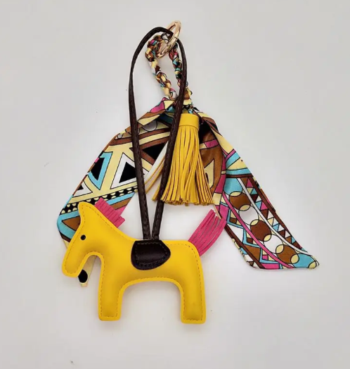 Horse Bag Charm with Tassel and Scarf