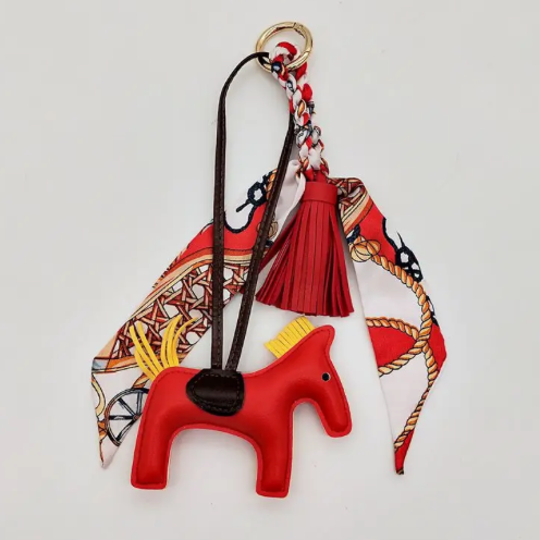 Horse Bag Charm with Tassel and Scarf