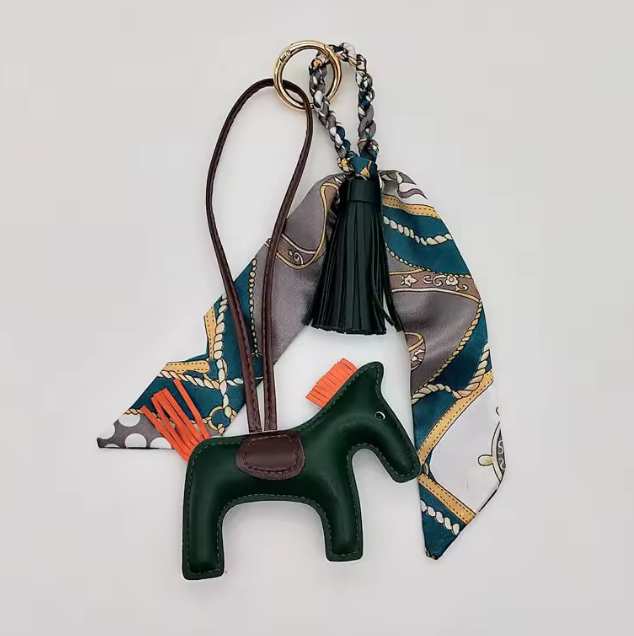 Horse Bag Charm with Tassel and Scarf