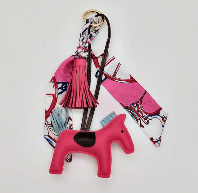 Horse Bag Charm with Tassel and Scarf