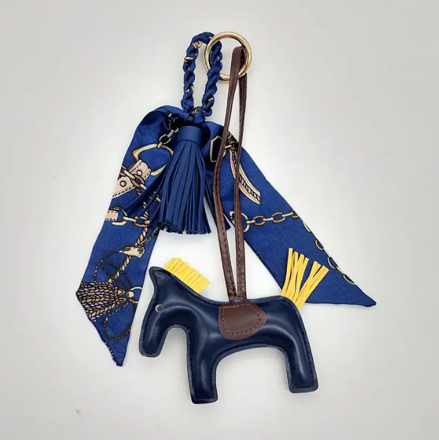 Horse Bag Charm with Tassel and Scarf