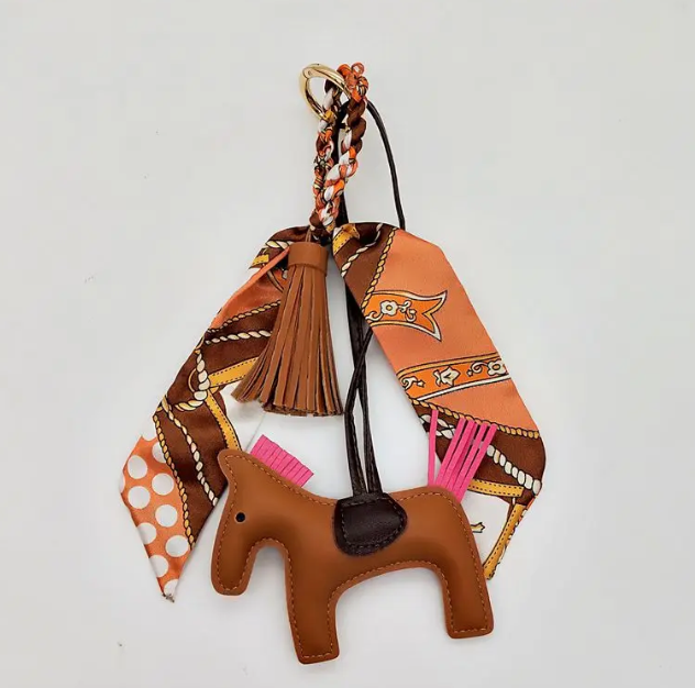 Horse Bag Charm with Tassel and Scarf