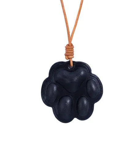 Everyday Companion Navy Blue Dog Paw Bag Charm  with leather strap. 