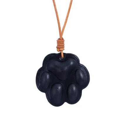 Everyday Companion Navy Blue Dog Paw Bag Charm  with leather strap. 