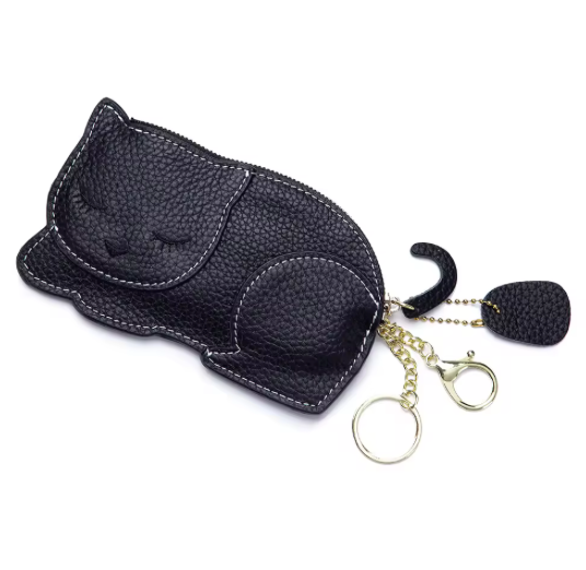 Catnap Cuties Coin Purses – Sleeping Cat Leather Coin Wallet, Cute Zipper Pouch, Mini Cat Purse, Gift for Cat Lovers