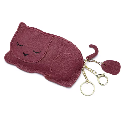 Catnap Cuties Coin Purses – Sleeping Cat Leather Coin Wallet, Cute Zipper Pouch, Mini Cat Purse, Gift for Cat Lovers