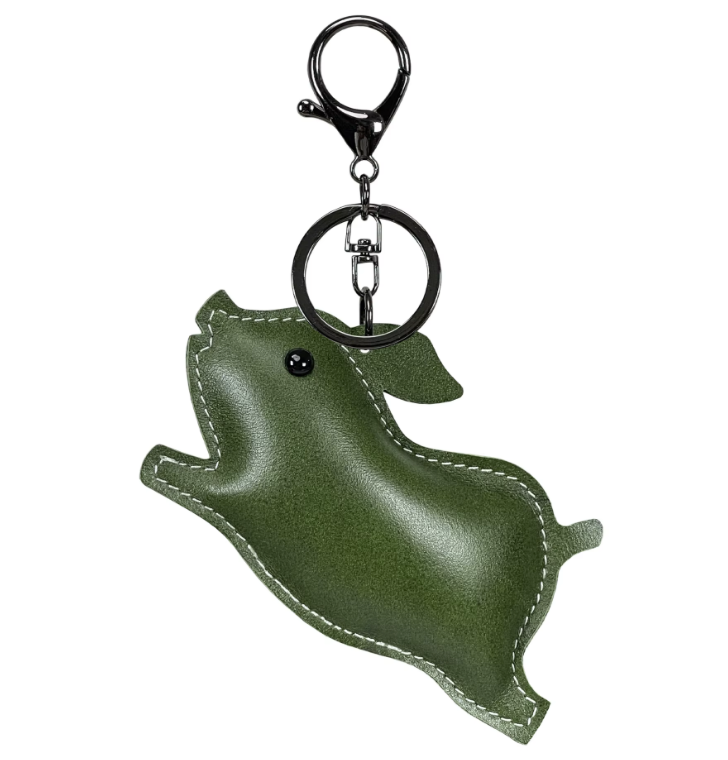 Hogwash Leather Charm – Handmade Pig Leather Keychain, Rustic Farm Animal Bag Charm, Cute Leather Pig Gift